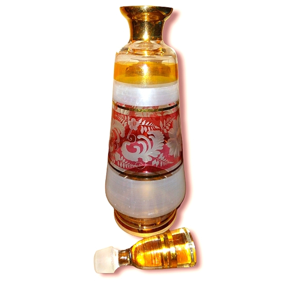 Bohemia Red Crystal chechoslovakia   Etched Decanter